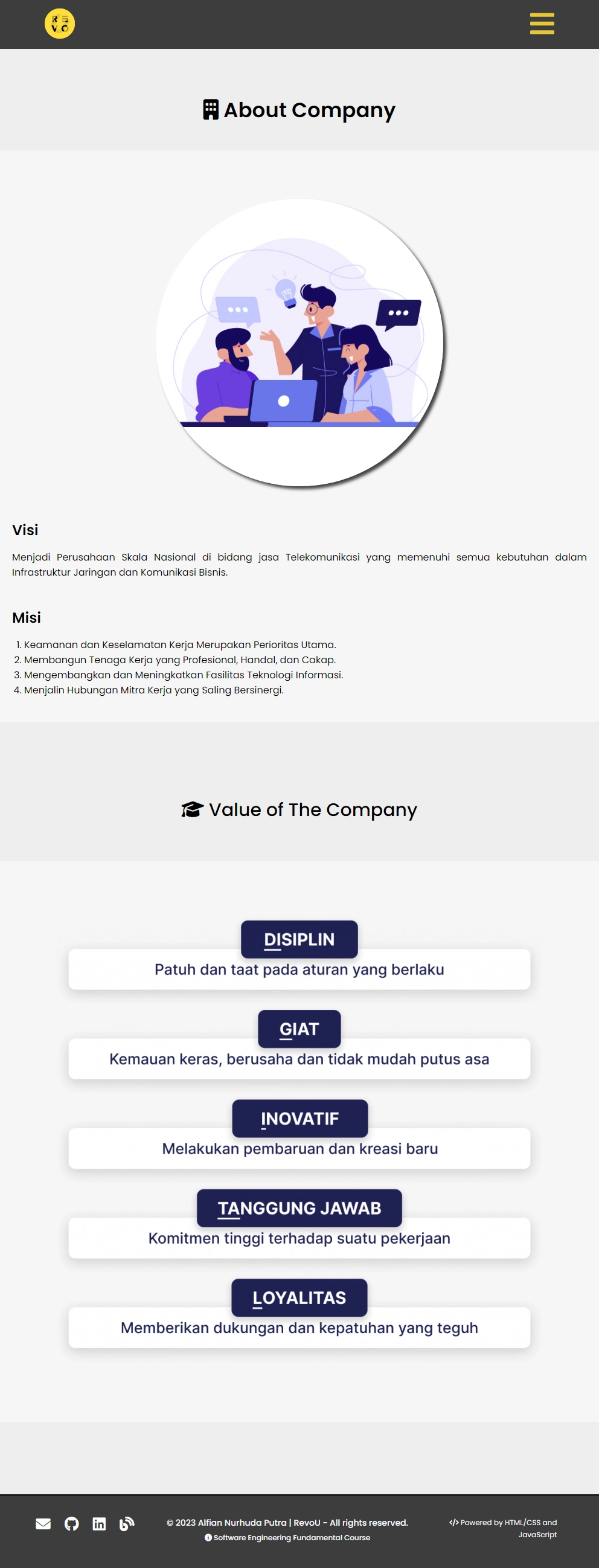 Tablet view for Our Profile Menu